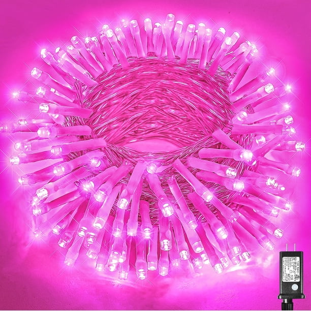 Cadena de luces Vivideal, 200 LED, color rosa, 20 m, resistente al agua, 8 modos