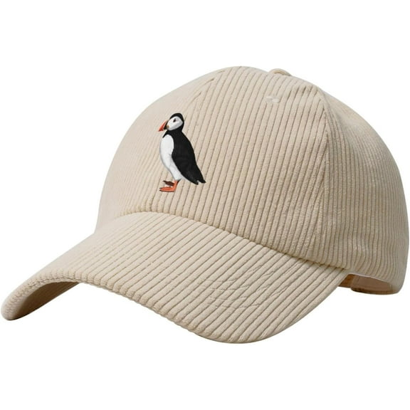 Puffin Bird Corduroy Baseball Cap for Men and Women Dad Hat Unisex Adjustable Trucker Hat Winter Baseball Cap
