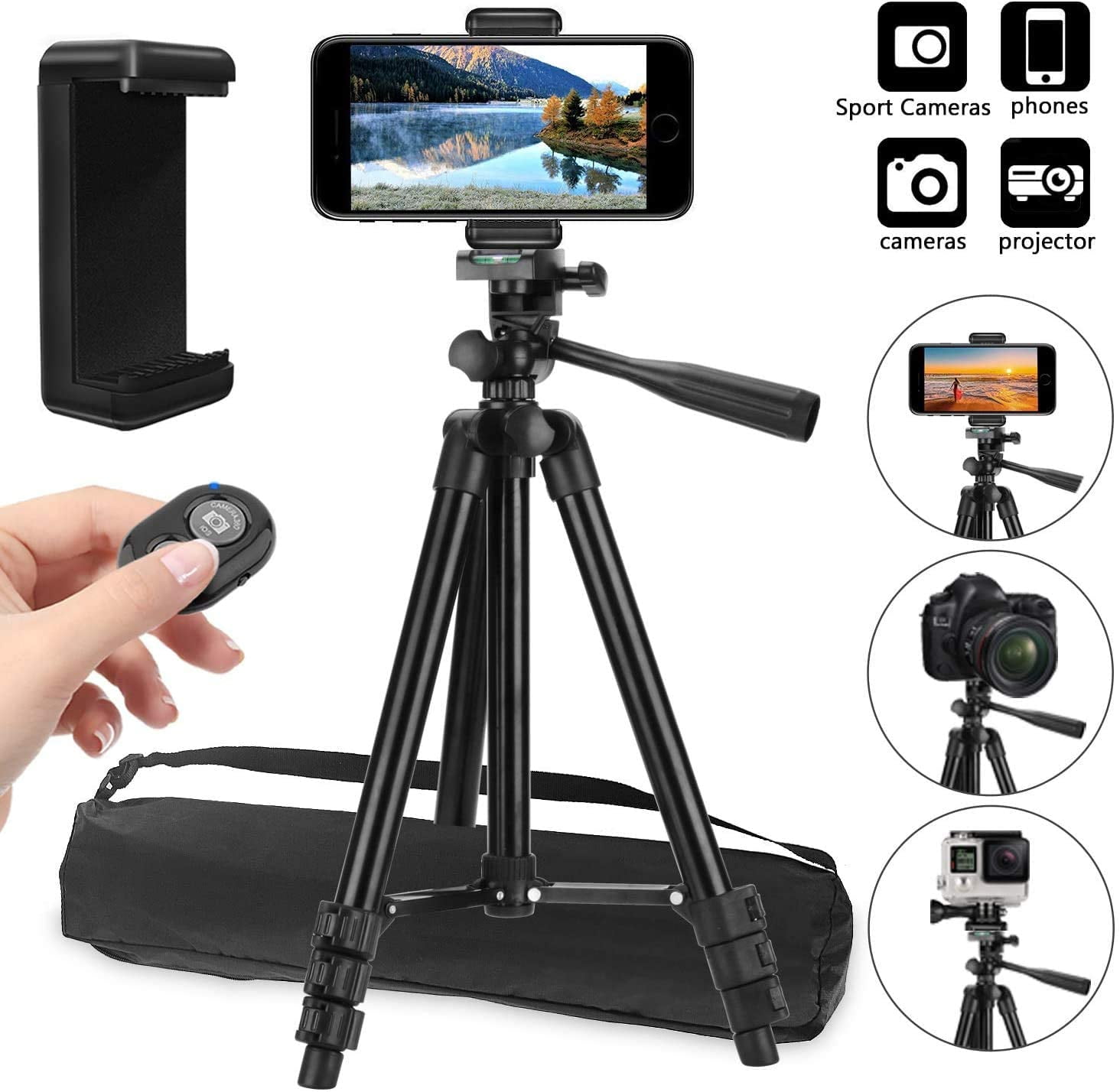 Compatible for iPhone Tripod, PEYOU 42 inch Tripod with Universal Phone Mount Holder and