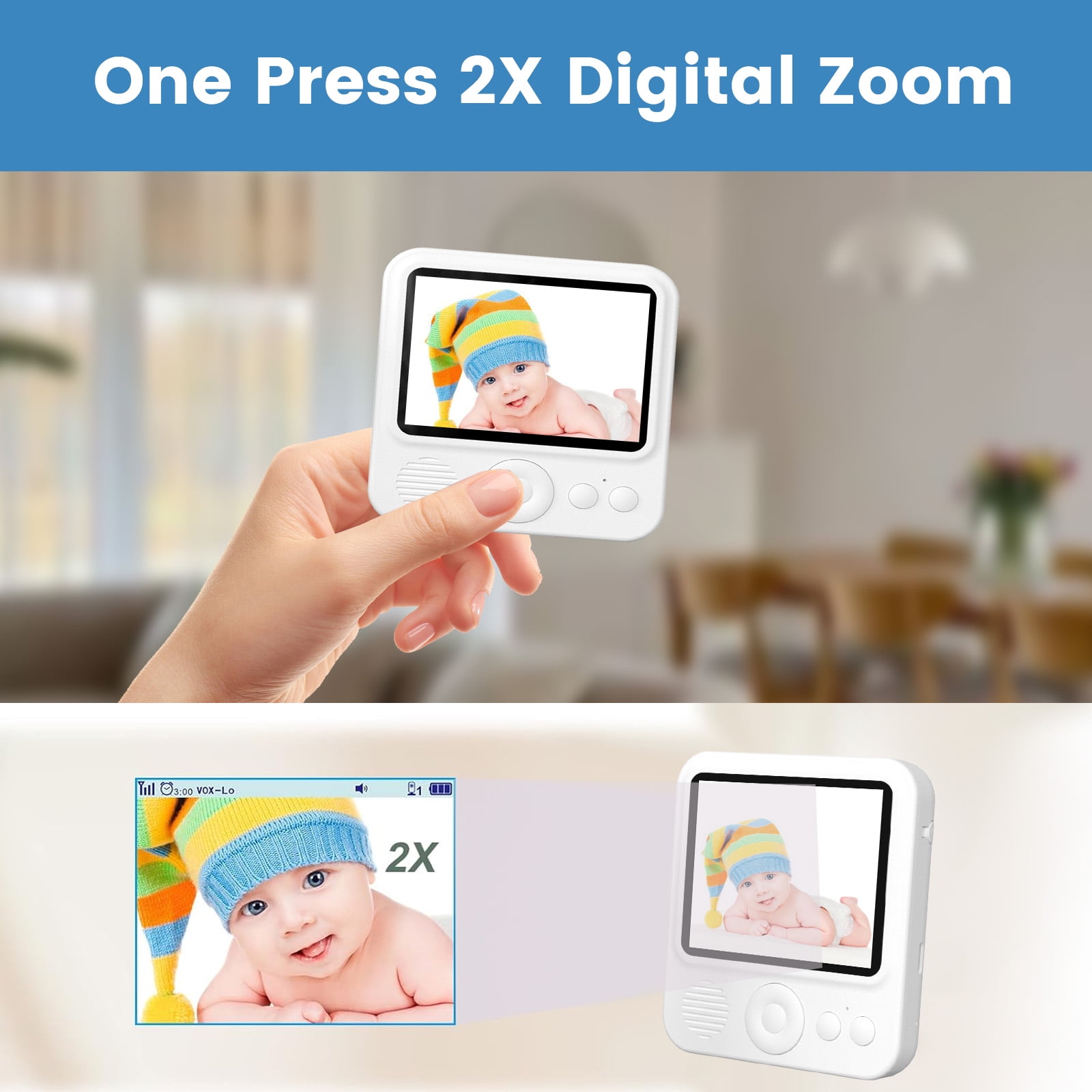 Bitiwend 2.8" Video Baby Monitor with Camera and Audio, Night Vision, Real Time, VOX Mode, Temperature Sensor