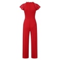 thumbnail image 5 of HXWCHs Women's Party Jumpsuit, Elegant Women's Sleeveless Jumpsuit with Ruffle and Lace Featuring Straight Leg Trousers L Red, 5 of 6