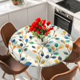 thumbnail image 2 of Colorful Leaf Table Cloth, Round Fitted Tablecloths with Elastic Edge, Spring Vintage Botanical Summer Wipeable Waterproof Table Cover for Kitchen Wedding 36-44 Inches, 2 of 4