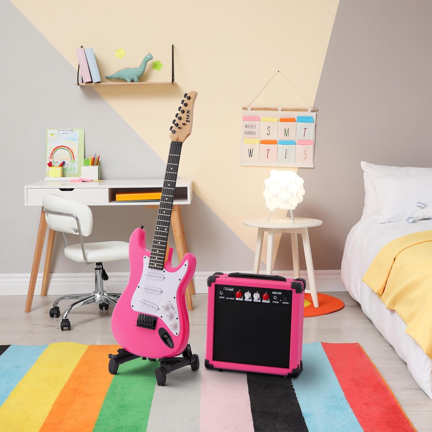 LyxPro 36-inch Electric Guitar with 20W Amp & Accessories for Beginners - Pink