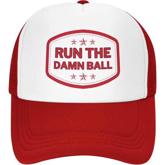 Run The Damn Ball Hat Red Mesh Cap Black for Men Women Baseball Cap Sun Tracker Hat Gifts Dad Mom