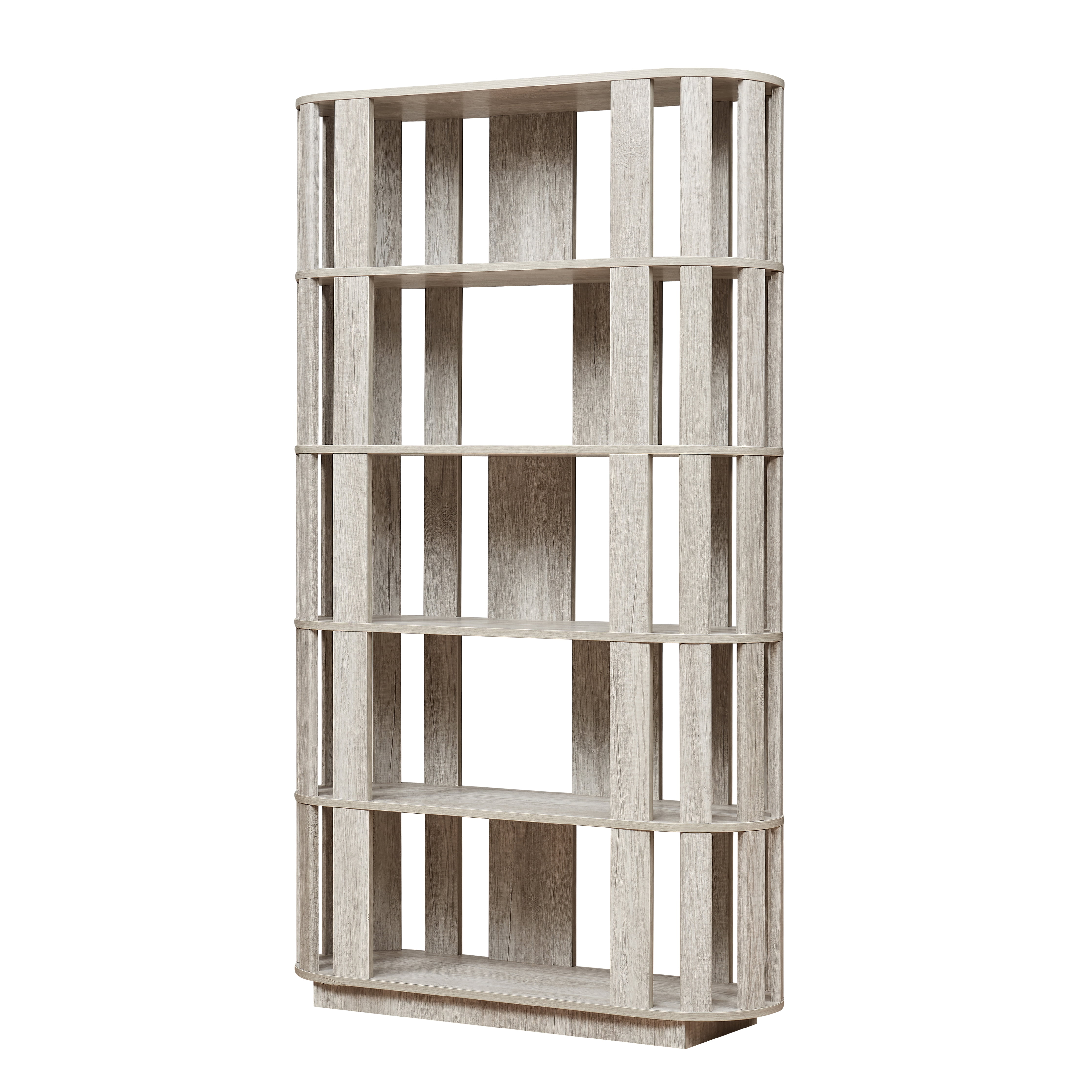 Oval Open Grid Bookshelf, 5-Tier Freestanding MDF Display Storage Bookcase with Anti-Tip Straps, DIY Free Combination Storage Rack Easy to Assemble for Living Room Study Home Office