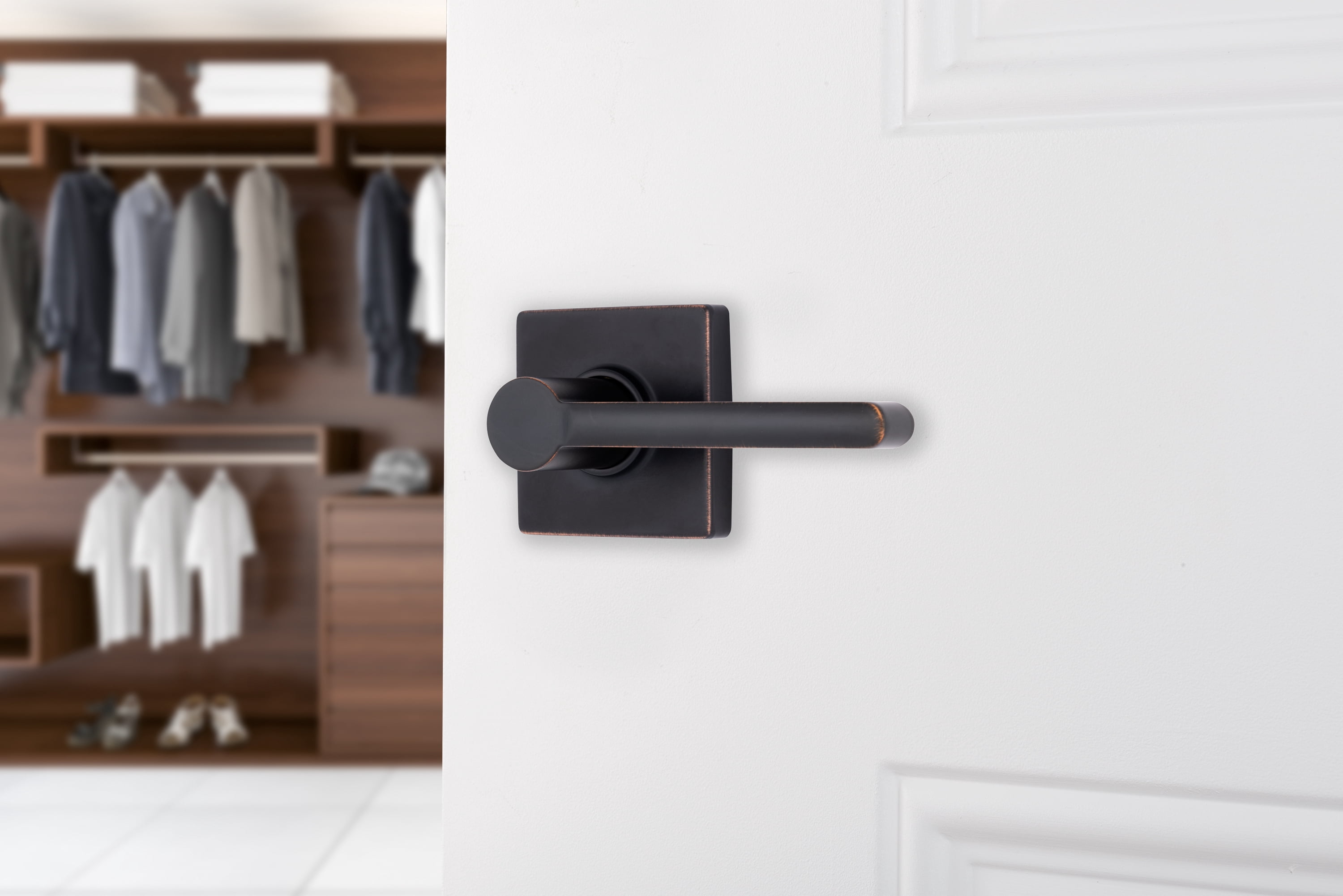 Brinks Contemporary Passage Lever Doorknob, Tuscan Bronze
