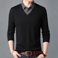 thumbnail image 3 of Suéter formal liso para hombre, sudadera unicolor, polos para hombre, negocios, coreano, otoño invierno, original, XL, normal, social, elegante, 3 of 5
