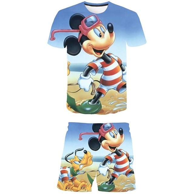 Nuevo verano bebé Mickey ropa traje niños moda niños niñas dibujos animados camiseta pantalones cortos 2 uds conjunto ropa Casual niños Tracksuits4T Gao Jinjia LED