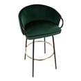 thumbnail image 3 of Claire Contemporary Glam Barstool In Black Metal And Emerald Green Velvet With Gold Metal Footrest - Set Of 2, 3 of 8