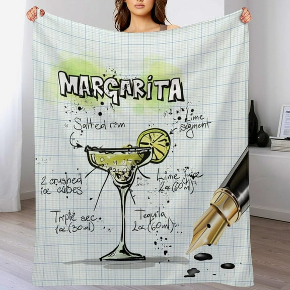 Decorative Flannel Blanket Margarita Blankets And Throws Gifts for Women Vintage Cocktails Throw Blanket for Women Men 60"x80"