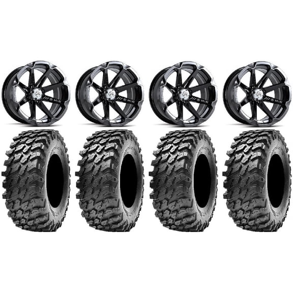 MSA Black Diesel 14" UTV Wheels 30" Rampage Tires Kawasaki Teryx Mule