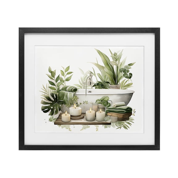 Stupell Industries Tropical Tropical Zen Bathtub Black Framed Print Under Glass, 16 x 13, by Lettered and Lined