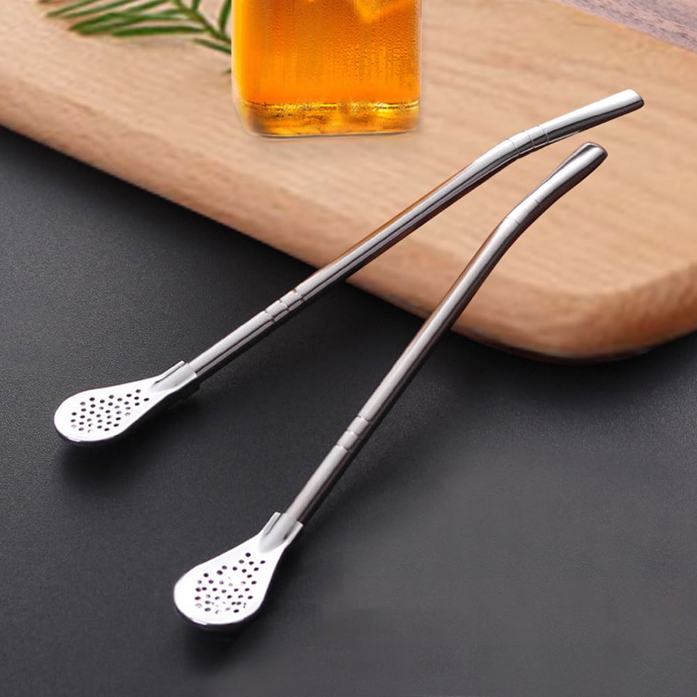 Paille cuillère en inox 304 pour boissons chaudes et froides
