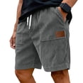 thumbnail image 2 of Homeyce Men's Shorts Corduroy Drawstring Waisted Lounge Short Summer Beach Loose Fit Casual Bermuda Short with Pockets Straight-Leg Resort Wear,Gray M, 2 of 6
