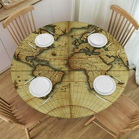 

SHERONV Map Scroll Aldus Manutius Round Table Cover Stain Resistant Washable Perfect for Indoor Outdoor Kitchen Dining Wedding Parties 100% Polyester Fabric Picnic Camping Farmhouse Decor 38 -42
