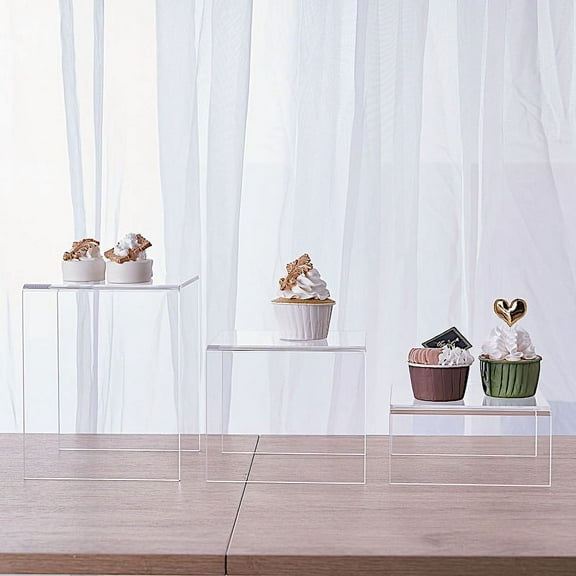 Balsa Circle 4 Clear Acrylic Display Stands Dessert Pedestal Riser Centerpieces Wedding Party Decorations