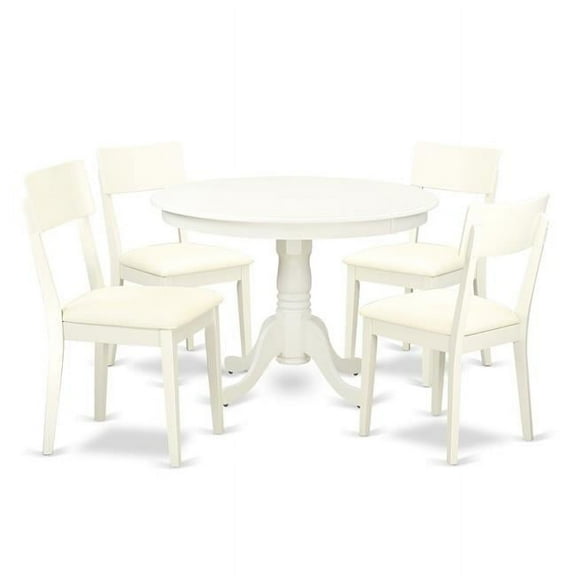 East West Furniture HLAD5-LWH-LC 5 Piece Hartland Set, Linen White