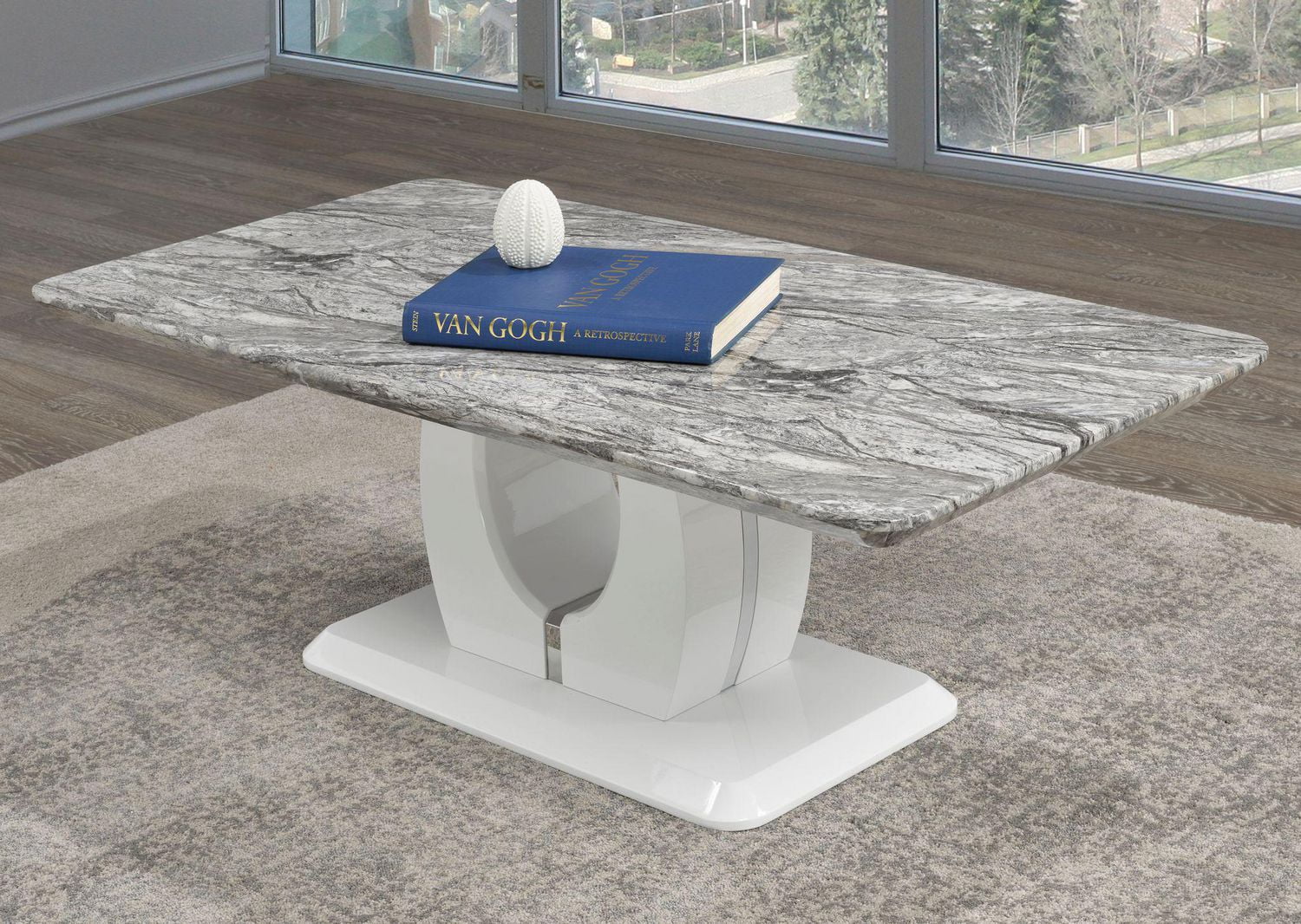 Jadey Coffee Table, White/Grey