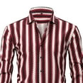 thumbnail image 3 of BRGZLK Dress Shirts for Men Elastic Slim Fit Plaid Stripe Button Turn Down Collar Long Sleeve Shirt Digital Print Shirt for Daily Wear Red XL, 3 of 4