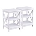 thumbnail image 1 of Costway 2PC Table de Chevet à 3 Niveaux Étagère de Rangement Salon Furni Blanc, 1 of 10