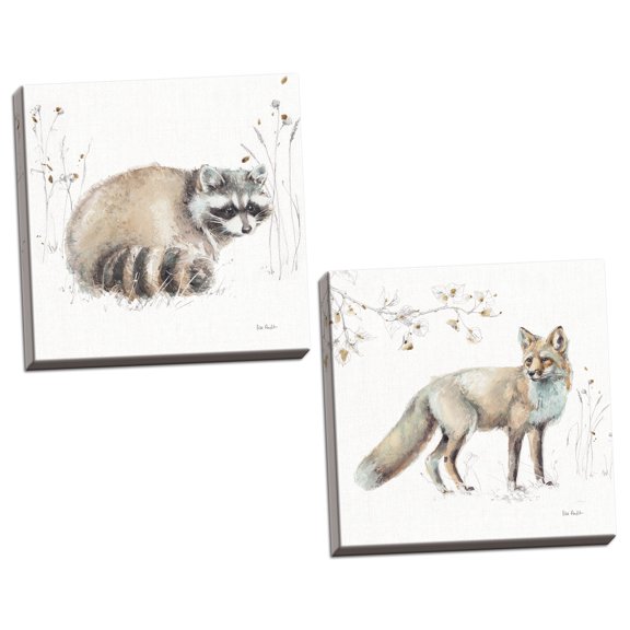 Gango Home Decor Shabby-Chic A Woodland Walk X & XI by Lisa Audit (Ready to Hang); Two 12x12in Hand-Stretched Canvases