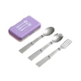 thumbnail image 3 of Juego de cubiertos para acampar, plegable, reutilizable, de acero inoxidable, tenedor, cuchara, tenedor, juego de metal Púrpura, 3 of 9