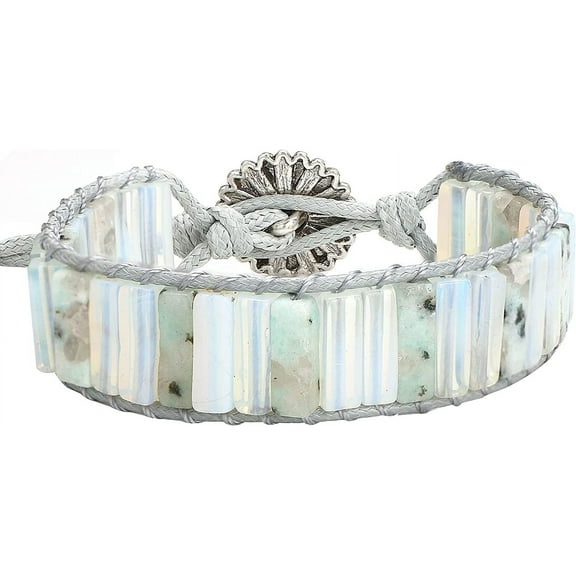 7  Bracelets for Women with Real Stones Leather Wrap Healing Bead Bracelet Women Men Boho Friendship Jewelry