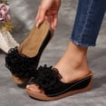thumbnail image 5 of Women's Wide Width Lace Floral Wedge Slide Sandals, Open Toe Platform Mules with 3D Ruffle Flower Detail, Comfortable Casual Shoes for Summer, Multi-Color, 5 of 10