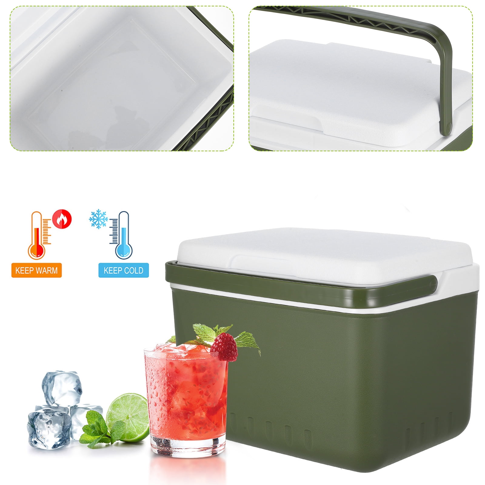 WORGEOUS Ice Retention Cooler Portable Outdoor Cooler Compact Small Cooler with Handle Insulated Lunch Box for Camping Picnic Beach and Travel (6L)