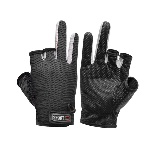 Btafrte Guantes Pesca 3 Dedos Cortados Impermeables Antideslizantes Mitones Deportivos (negro)