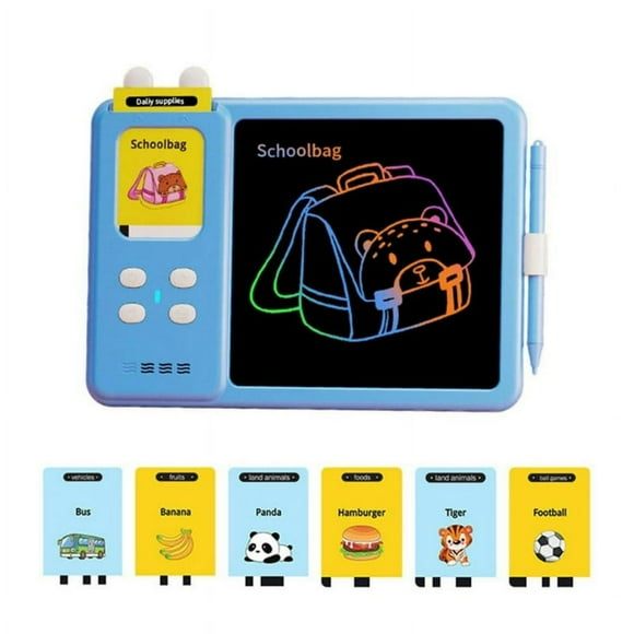 EASTIN English Audible Flash Cards with Music Autism Toys Speech Therapy Toy Educational Learning Talking Sight Words Flash Cards LCD Drawing Toy for Toddlers