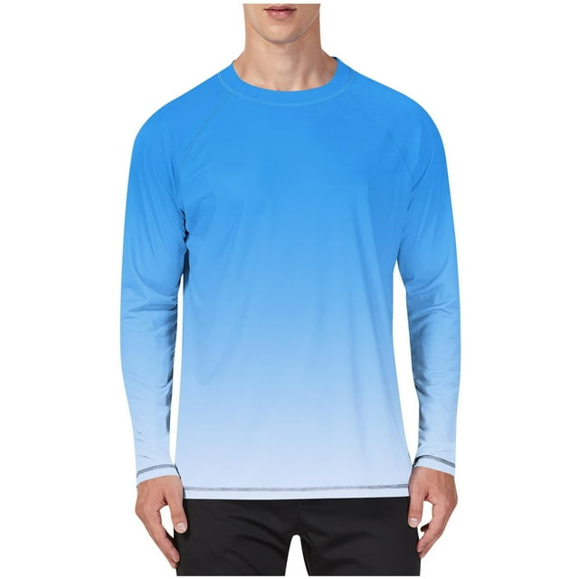 YanHoo T-Shirts pour Hommes à Dégradé de Couleurs à Manches Longues Col Ras du Cou T-Shirts Décontractés Chandails Légers de Gym Entraînement Chandails à Enfiler