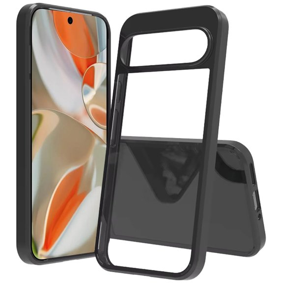 For Google Pixel 10 Pro XL Clear Transparent Hybrid Case Cover - Clear PC Black TPU
