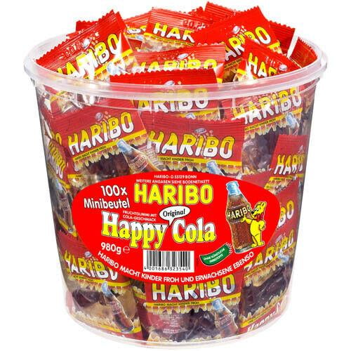 Haribo Mini Happy-Cola, 100 mini bags in Tub, 1000g