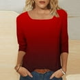 thumbnail image 5 of aidice Plus Size T Shirts for Women Casual Square Neck 3/4 Sleeve Comfy Fitting Gradient Color Shirts, 5 of 7