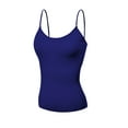 thumbnail image 4 of Emmalise Women's Camisole Built in Bra Wireless Fabric Support Short Cami (3Pk Black, Olive, Navy, Large), 4 of 5