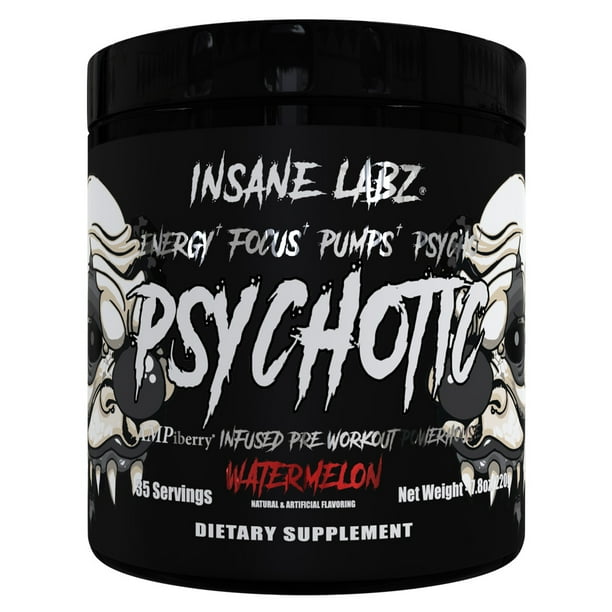 Insane Labz Psychotic Black Mid Stim Pre Workout Powder 35 Servings Watermelon Walmart Com