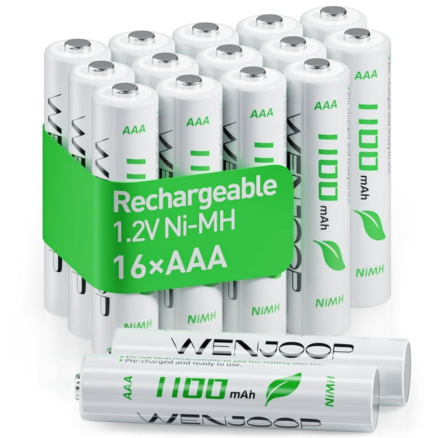 Pilas recargables AAA WENJOOP de 1100 mAh, NiMH, paquete de 16