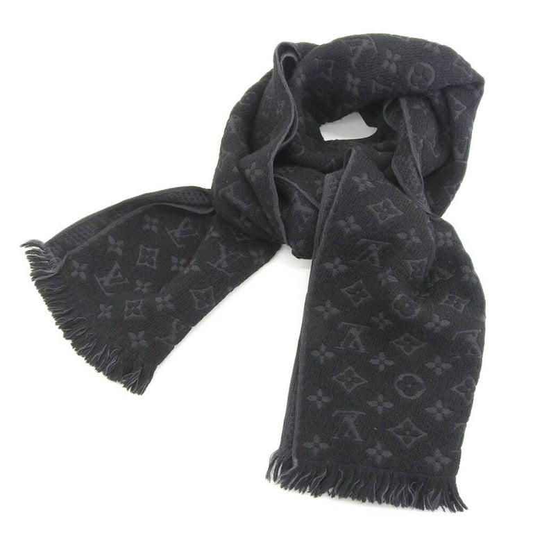 Louis Vuitton Black Silk & Wool Classique Monogram Shawl Louis Vuitton