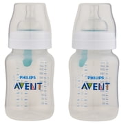 Philips AVENT Anti-Colic Baby Bottles with AirFree Vent, 9oz, 2pk, Clear, SCY703/02