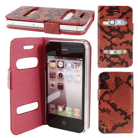 Watch Case Snake Pattern - Unique Bargains Black Red Snake Pattern Phone Pouch Case Cover Protector for Apple iPhone 4 4th