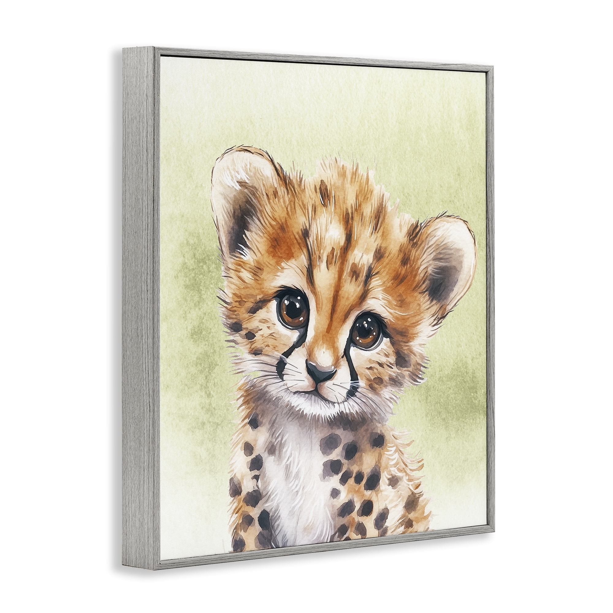 Stupell Industries Jungle Friends Baby Cheetah Gray Framed Giclee Art, design by Christine Simpson Art