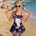 thumbnail image 3 of Uourmeti Cartoon Axolotl & Cherry Blossom Girls' One Piece Swim Dress - Quick Dry, Stretchy Skirted Bathing Suit for Beach & Pool, 3 of 8