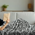 thumbnail image 3 of Black and White Soft Flannel Fleece Blanket, Simple Floral Motifs Tropical Island Vegetation in Monochrome Doodle Style, Cozy Plush for Indoor and Outdoor Use, 60" x 80", Black White, by Ambesonne, 3 of 5