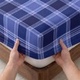 thumbnail image 3 of King Size Fitted Sheet Set - Navy Blue Checkered 3 Piece Bedding Sets 16" Deep Pocket Fitted Sheet with 2 Pillowcases, Modern Farmhouse Blue Plaid Brushed Microfiber Hotel Luxury Bed Sheets, 3 of 9