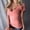 Pink, variant on Women Deep V Neck Shirt Short Sleeve Tight Fit Solid Color Vintage Tee Basic Layer Top