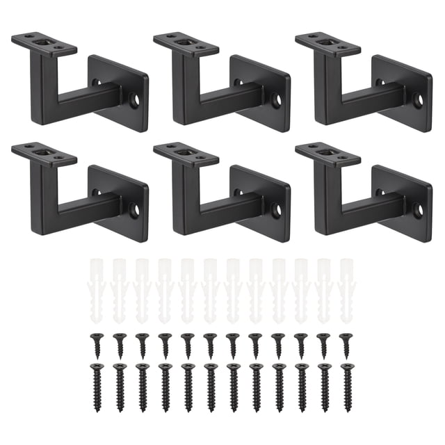 Soportes Ajustables Cuadrado Unique Bargains 6uds Manual Riel Soportes para Escalera Negro
