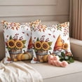 thumbnail image 2 of Thanksgiving Gnomes Outdoor Waterproof Pillow Covers, Fall Sunflower Eucalyptus Leaves Pumpkin Decorative Square Throw Pillowcase Sofa Cushion Sham for Patio/Couch/Chair, 20"x20" 2 Pack, 2 of 8