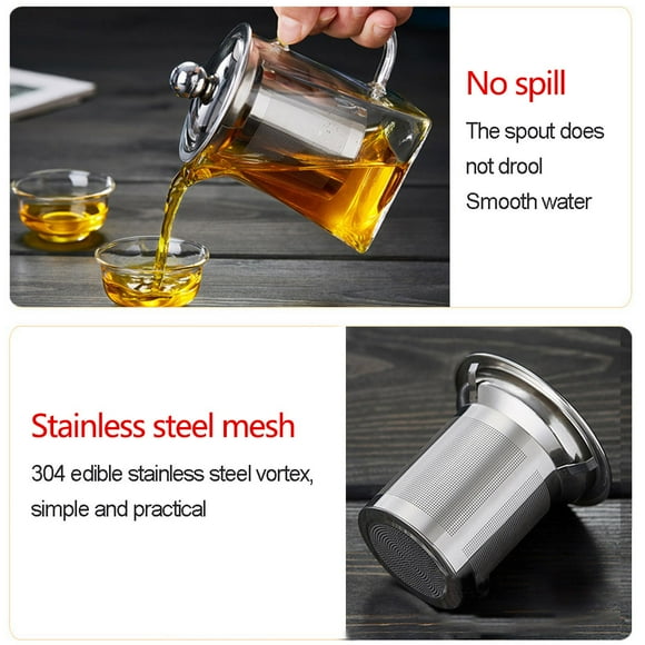asddcavvf Heat Glass Teapot with Strainer Filter Infuser Tea Pot 350ml Ceramic Mugs Set
