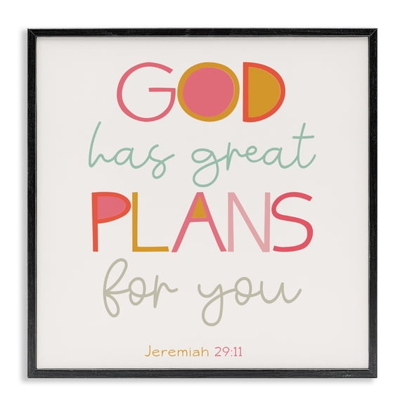 Stupell Industries Traditional God's Plans For You Black Framed Giclee Art, 12 x 12, by SD Graphics Studio